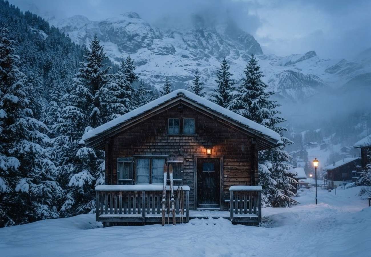 Ski resort landscape representing UK winter travel