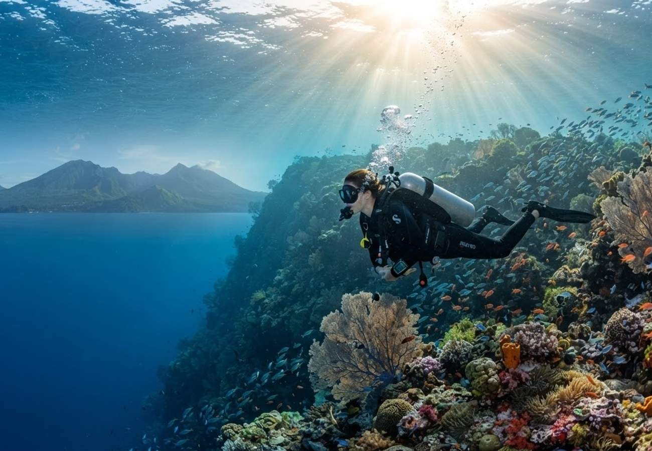 Underwater volcanic seascape in Camiguin, Philippines
