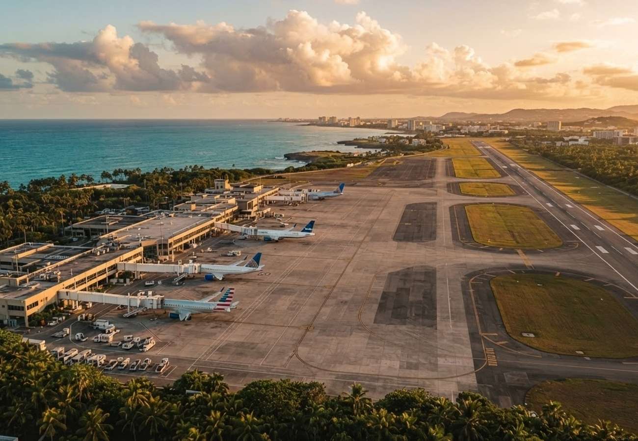 Aerial view of Luis Muñoz Marín International Airport in San Juan, Puerto Rico
