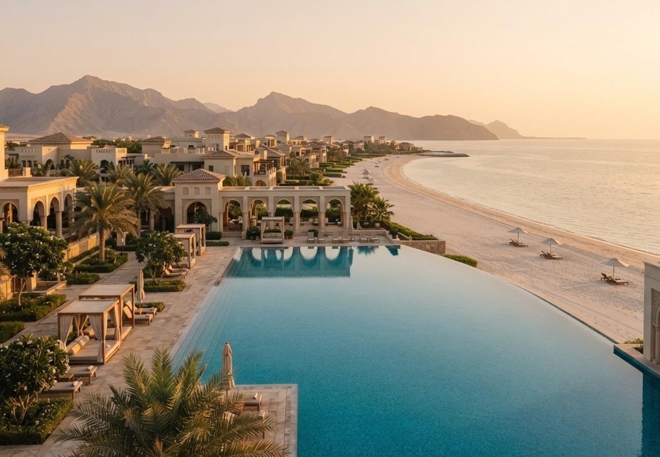 Luxury beachfront resort architecture in Ras Al Khaimah