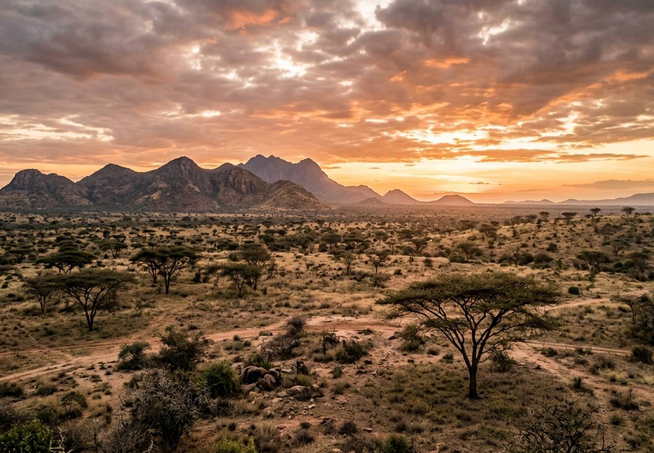 Aerial view of the Samburu landscape in northern Kenya