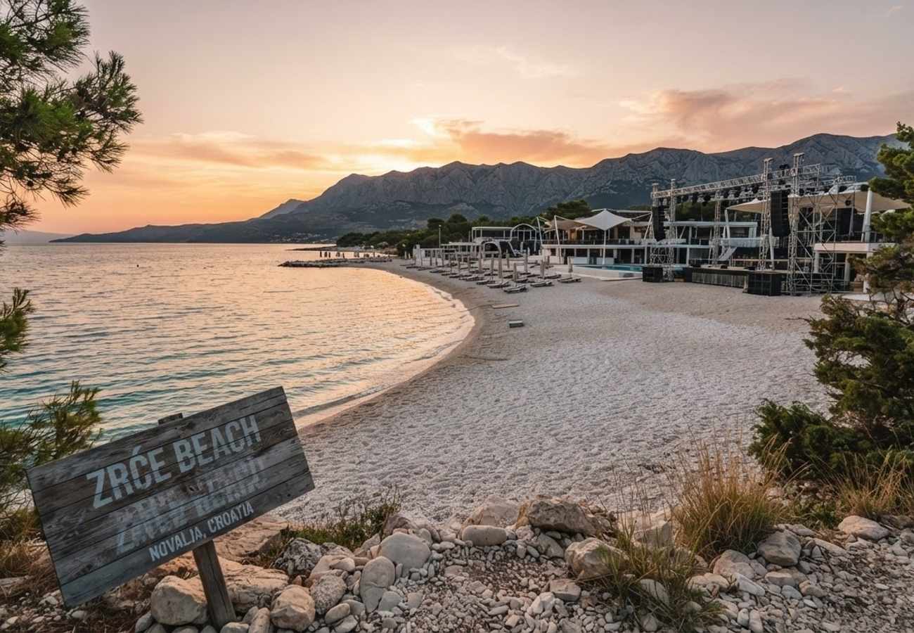 Aerial view of Zrće Beach in Novalja, Croatia
