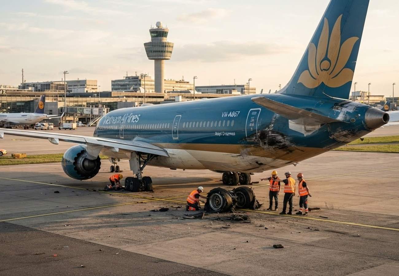 Vietnam Airlines Boeing 787-9 Suffers Tail Strike and Severe Tire Damage During Munich Departure in 2026