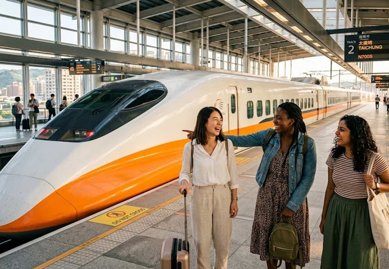 Taiwan High Speed Rail N700ST Shinkansen train at platform