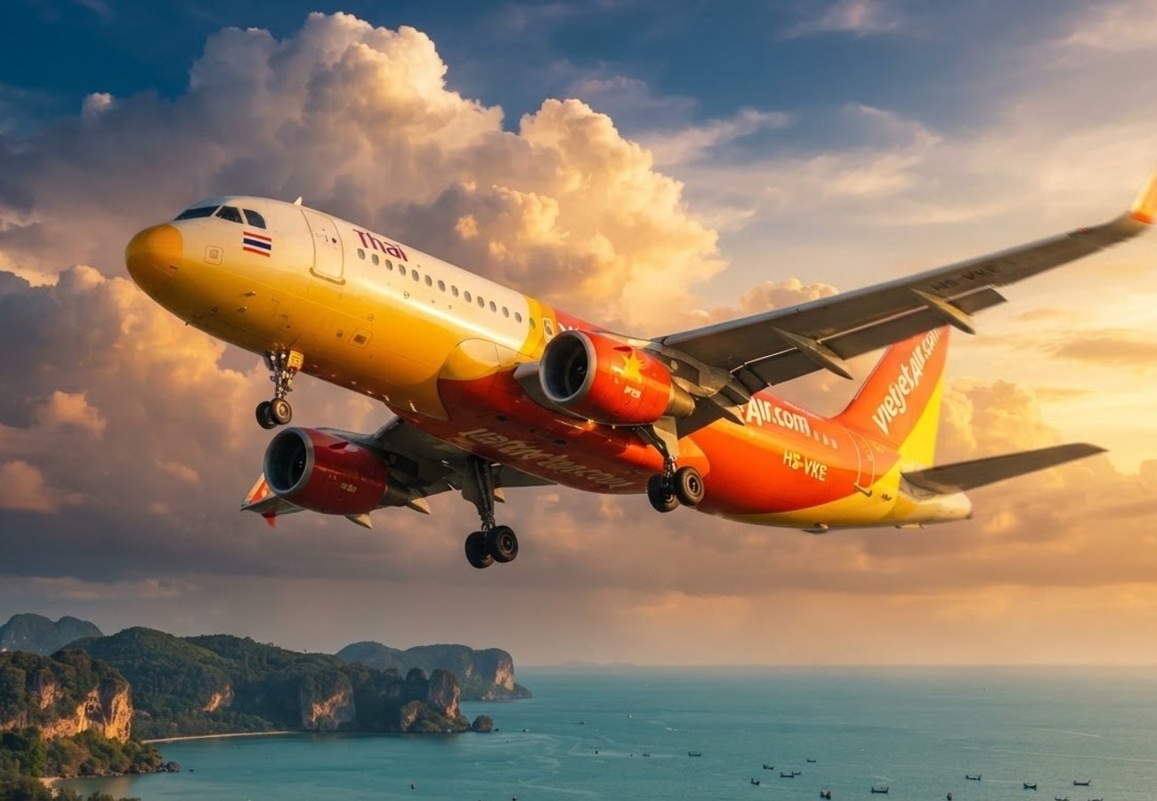 Thai VietJet aircraft preparing for departure at Bangkok Suvarnabhumi Airport