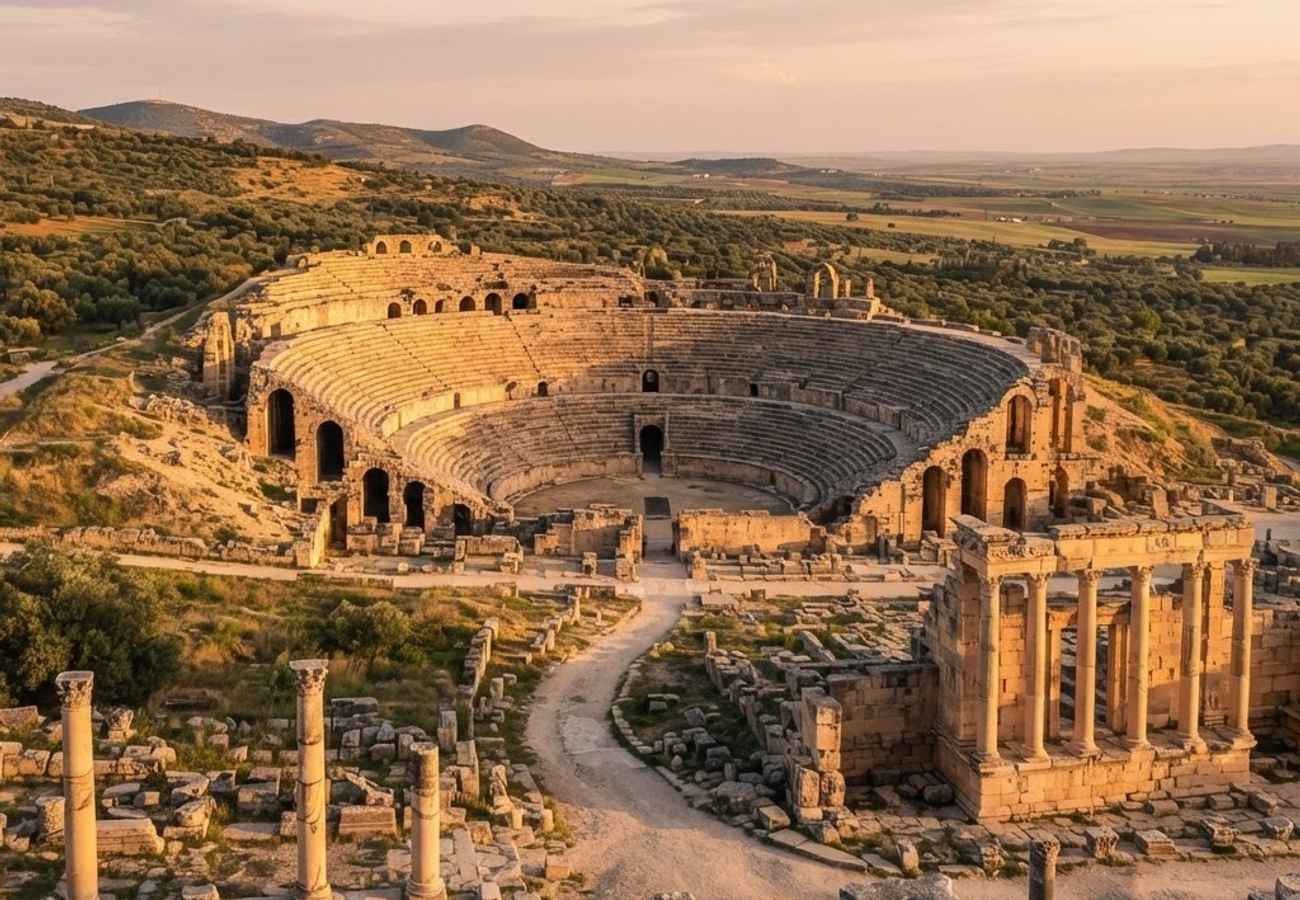 The ancient Roman ruins of Uthina in Tunisia