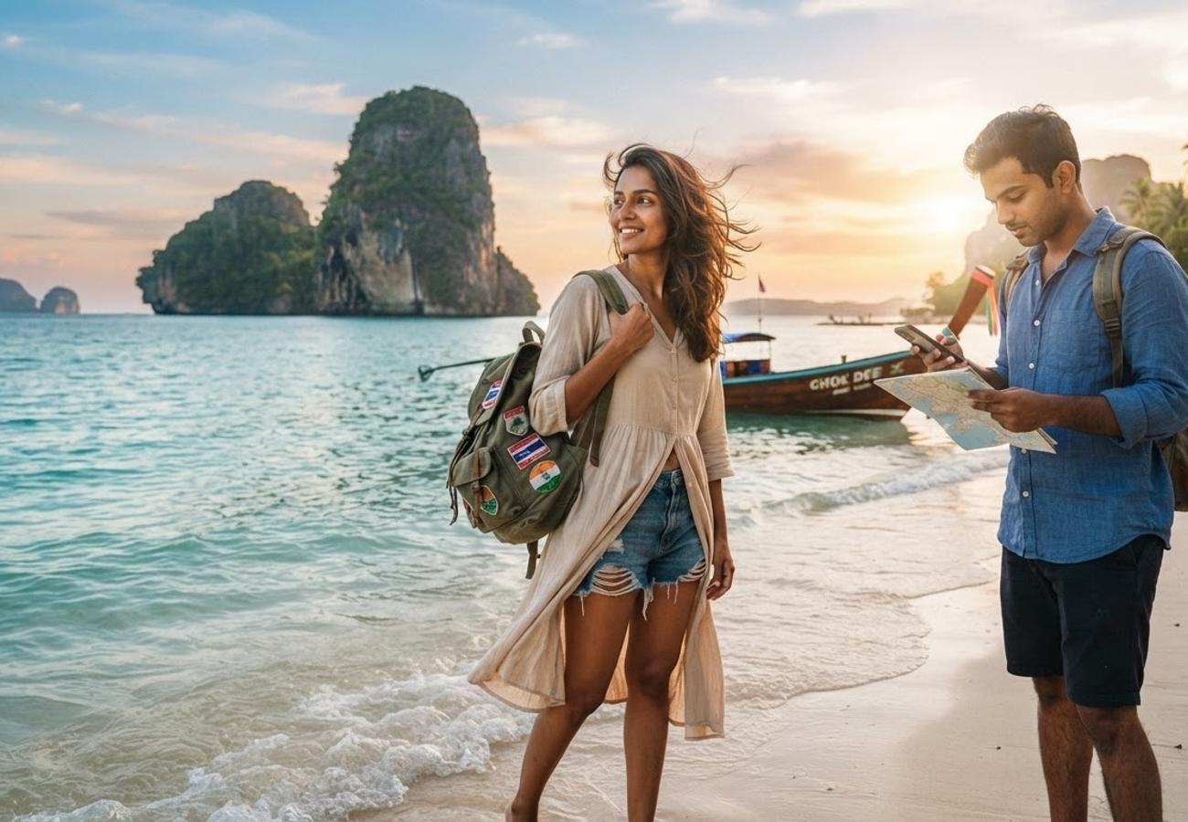 Young independent travelers exploring Thailand islands