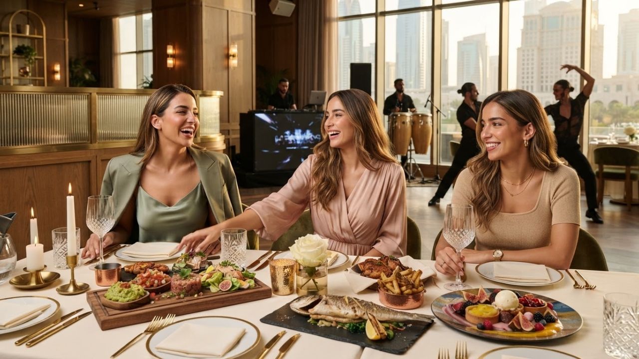 A beautifully plated Mediterranean-Latin fusion dish presented on a luxury dining table at ZEA Dubai.