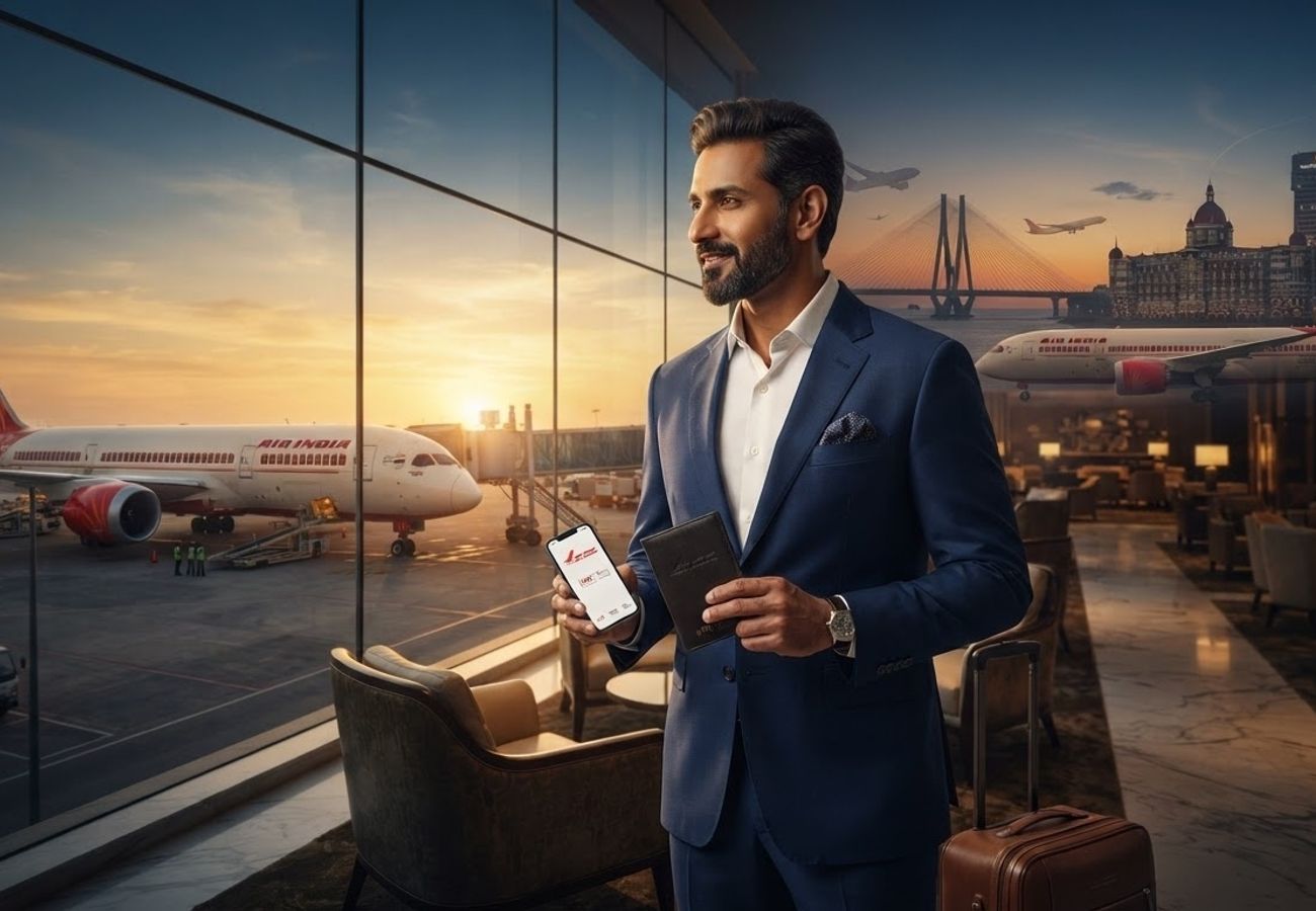 Air India aircraft and IHG luxury hotel exterior