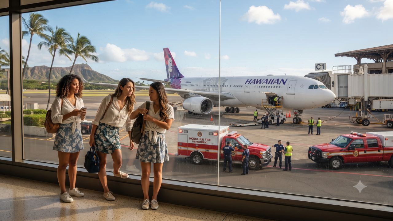Emergency Response at Honolulu Airport After Unexplained Cabin Odor Aboard Alaska-Hawaiian Flight 803