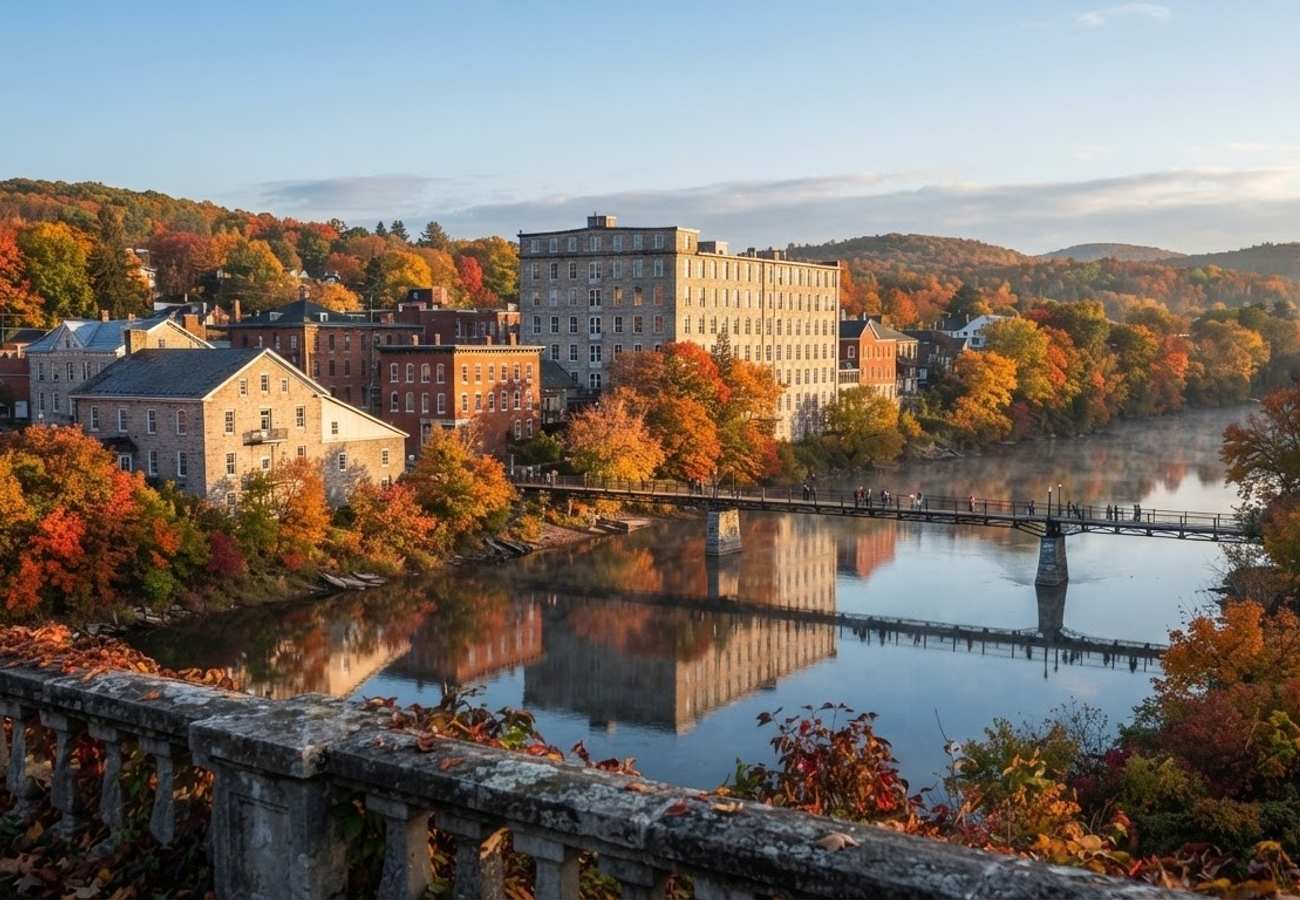 Autumn foliage along the Mississippi River in Almonte Ontario
