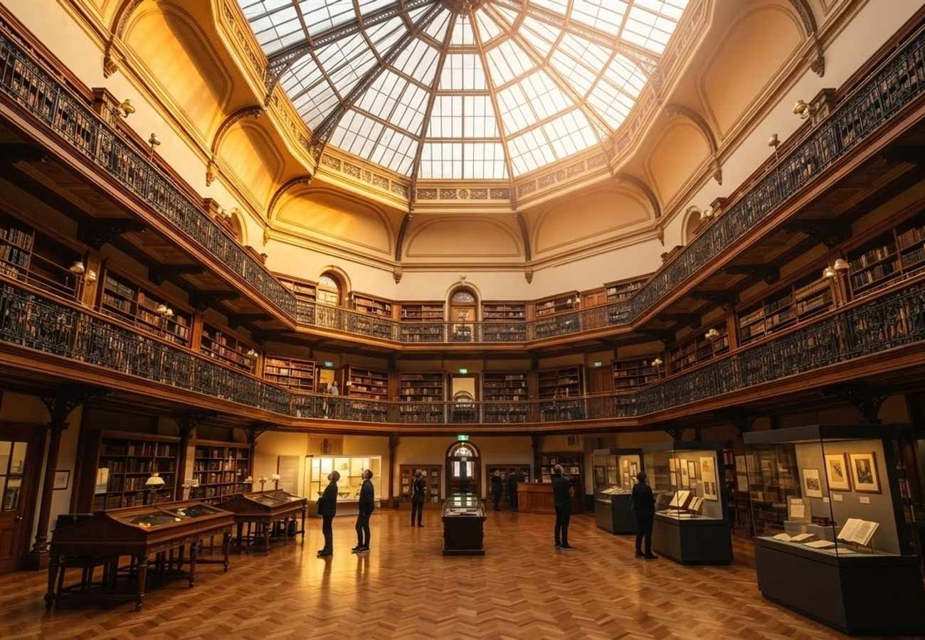 Architectural view of a grand Australian public library