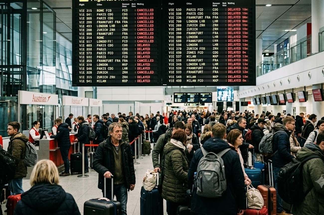 Flights Cancelled Throughout Europe As 2,365 Delays And 85 Cancellations Affect Travel Across Vienna, Rome, And 15 Major Airports