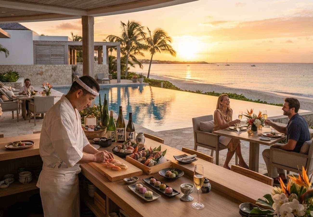 Luxury beachfront view of Four Seasons Resort and Residences Anguilla