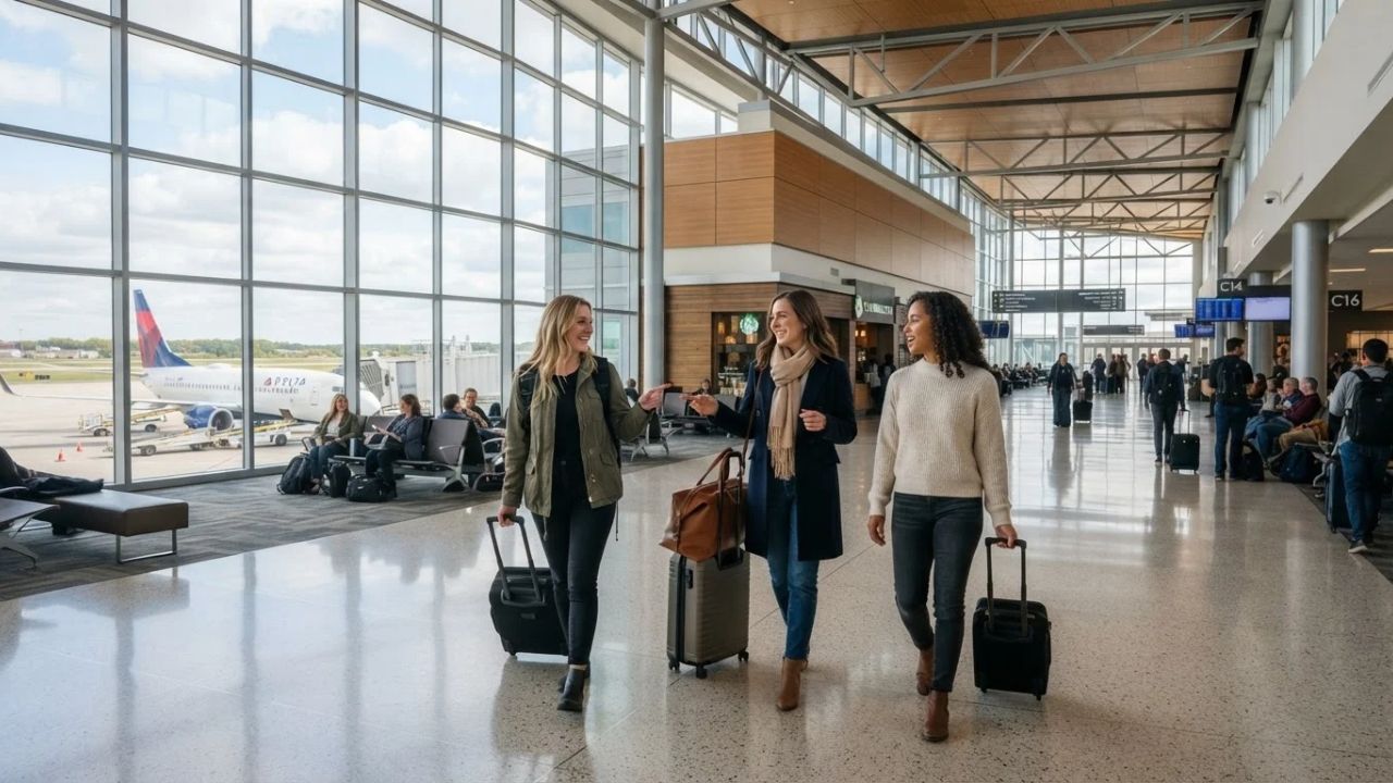 Airside concourse and modern passenger terminal at Minneapolis–Saint Paul International Airport MSP