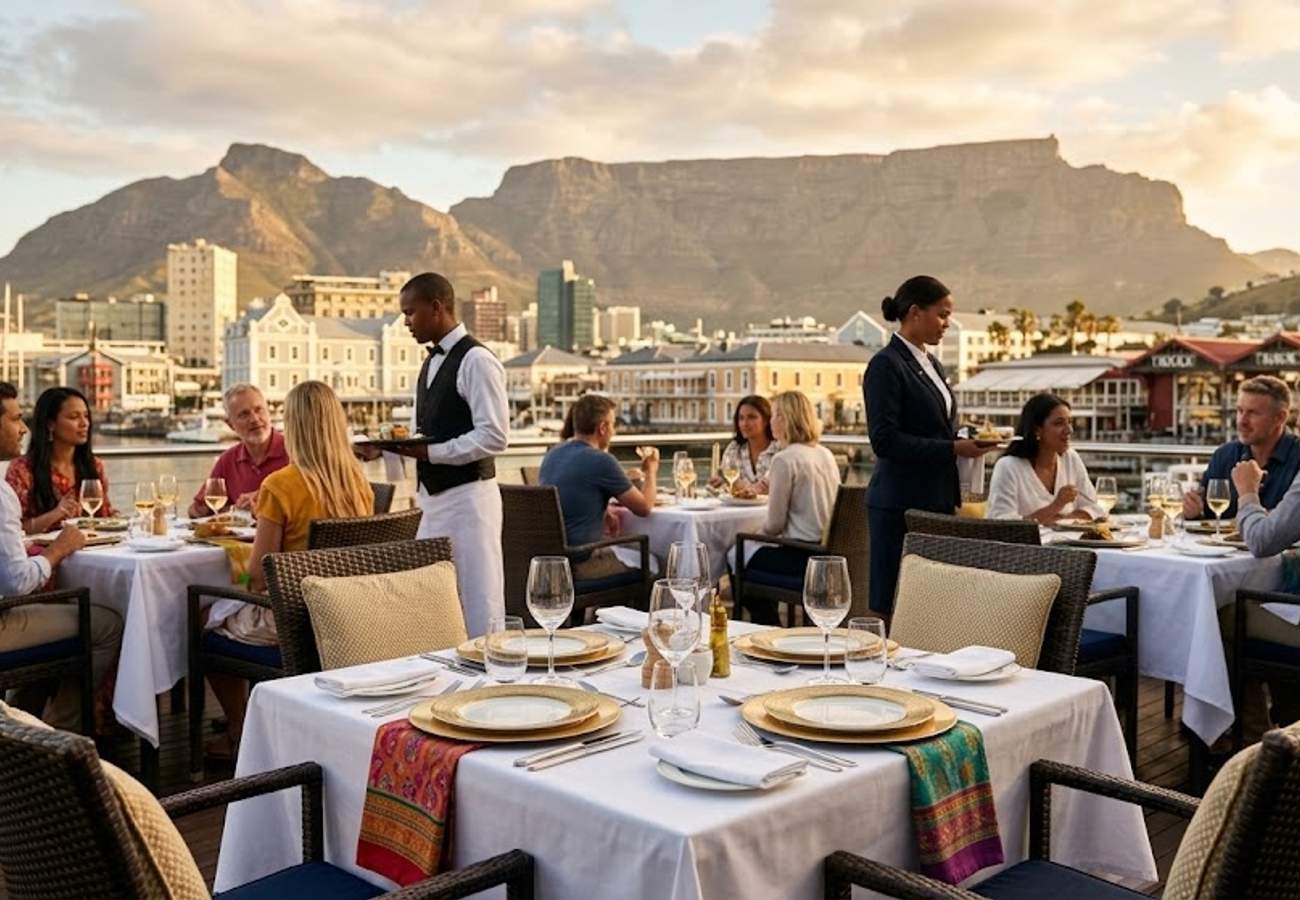 Aerial view of South African landscape and wildlife