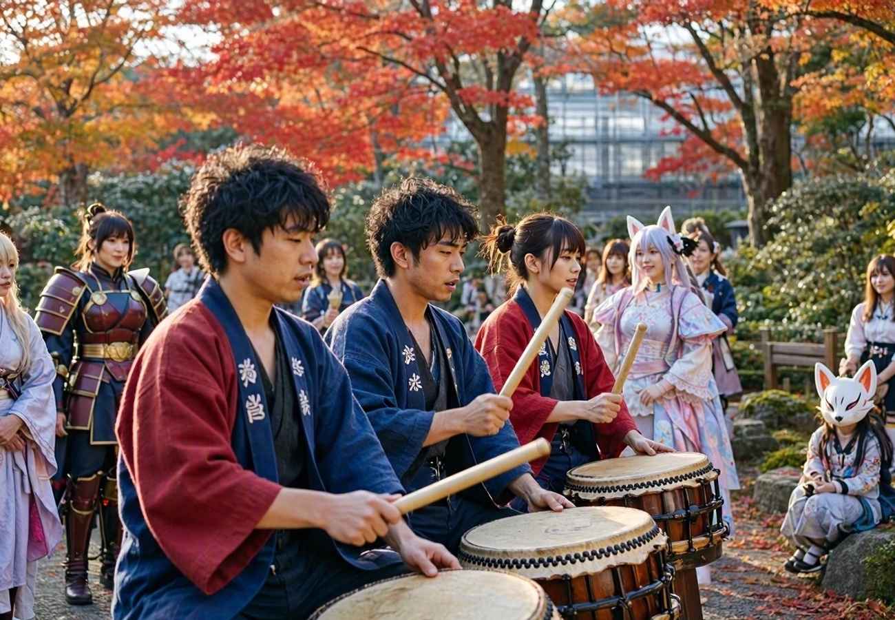 A vibrant celebration of Japanese culture featuring martial arts and traditional drumming in Memphis