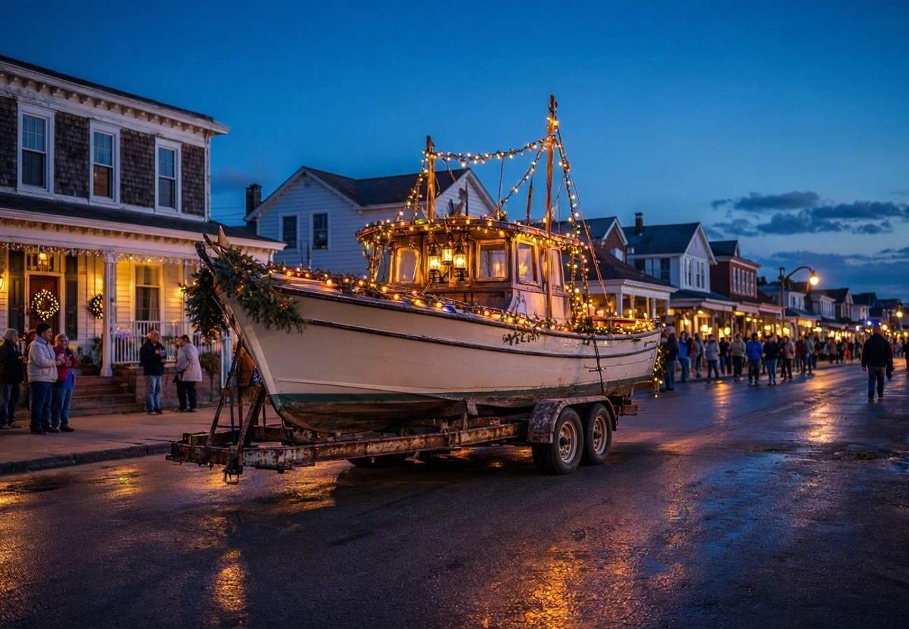 Festive lights illuminating the Mississippi Gulf Coast waterfront