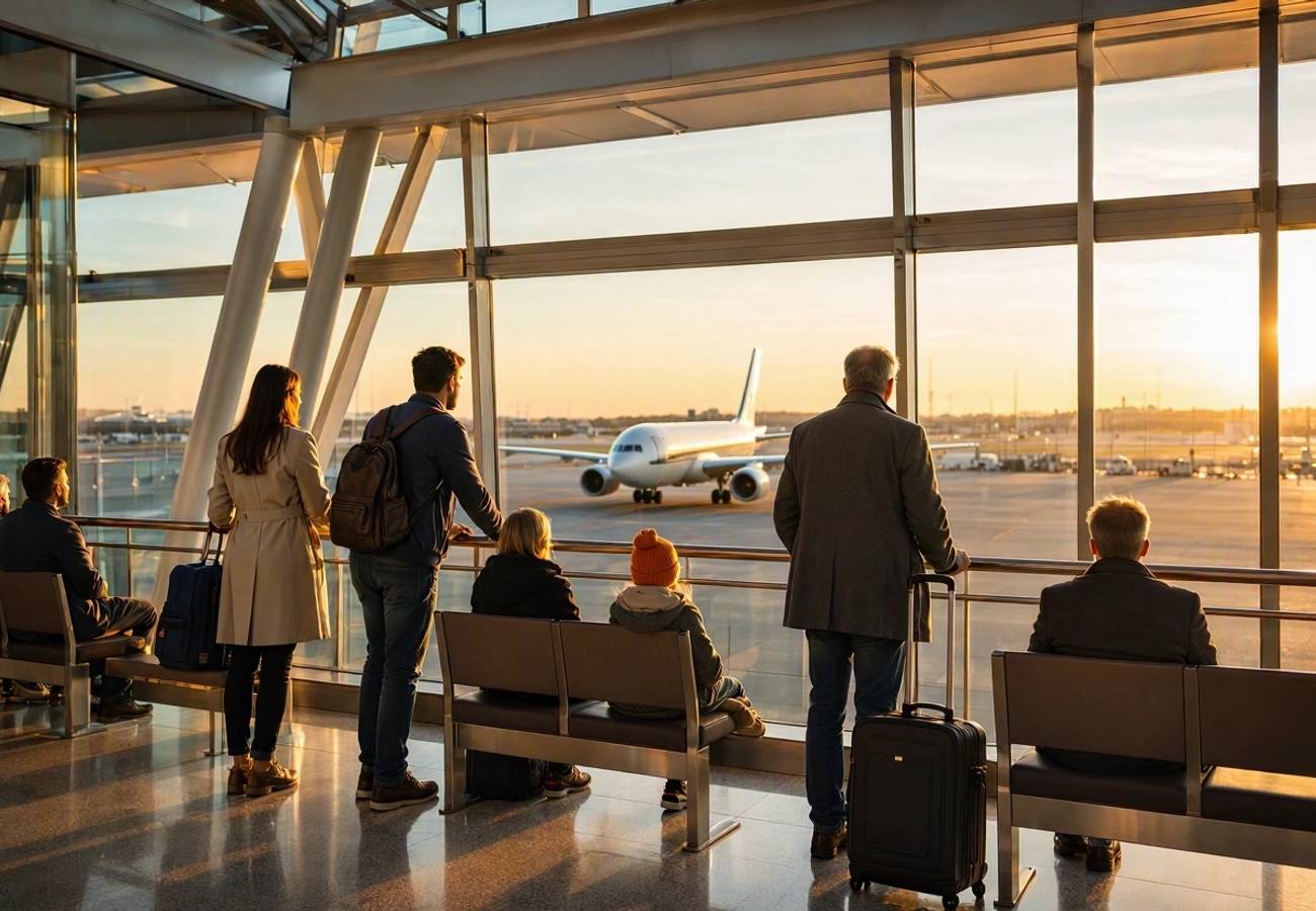 Commercial aircraft taking off from a European airport