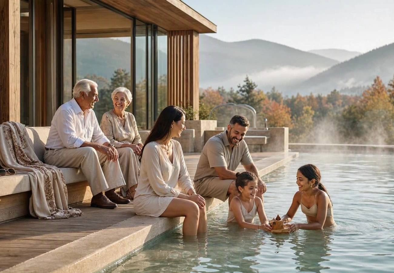 A historic Slovakian thermal spa resort surrounded by mountains
