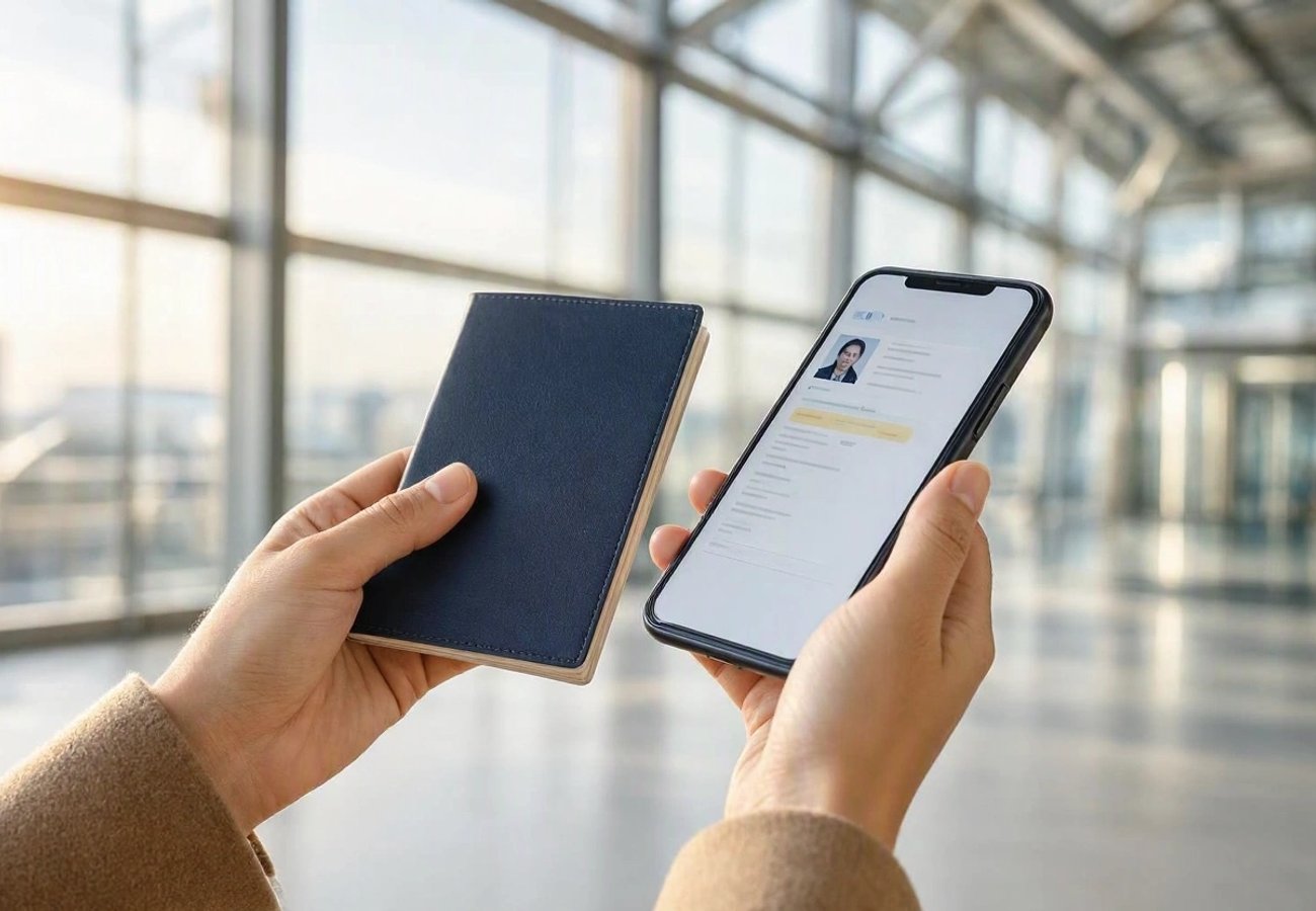 Digital passport and electronic I-94 record on a smartphone screen