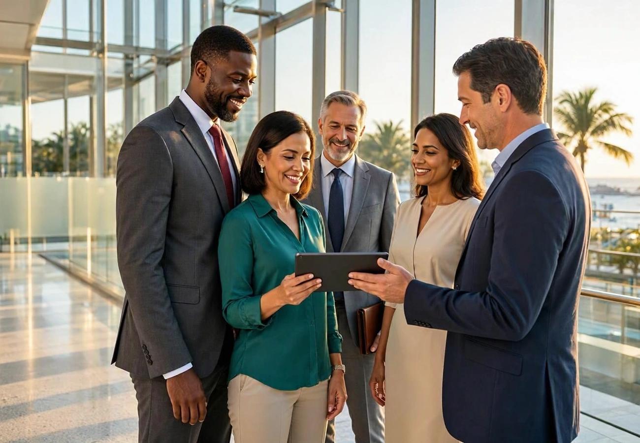 Corporate travel executives discussing AI and sustainability at WTE Miami 2026