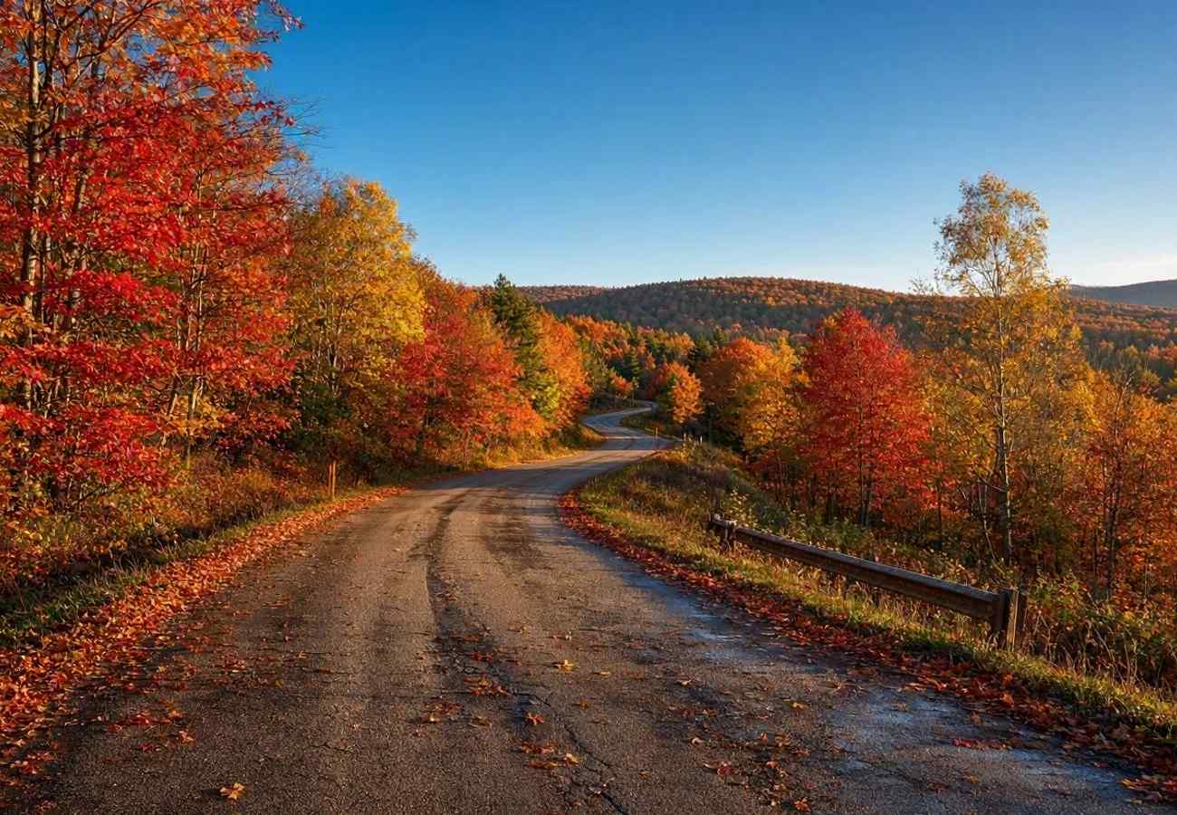 Aerial view of autumn forests in the United States