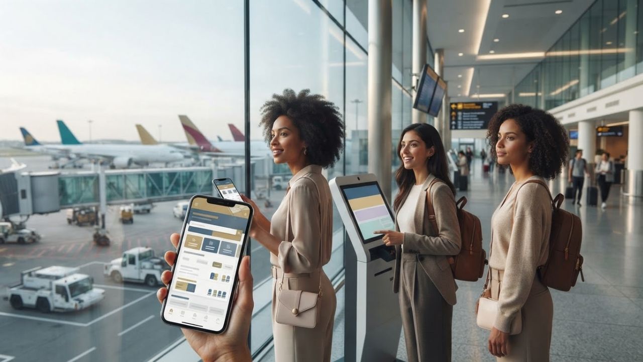 A digital display representing modern airline retailing and New Distribution Capability booking platforms.