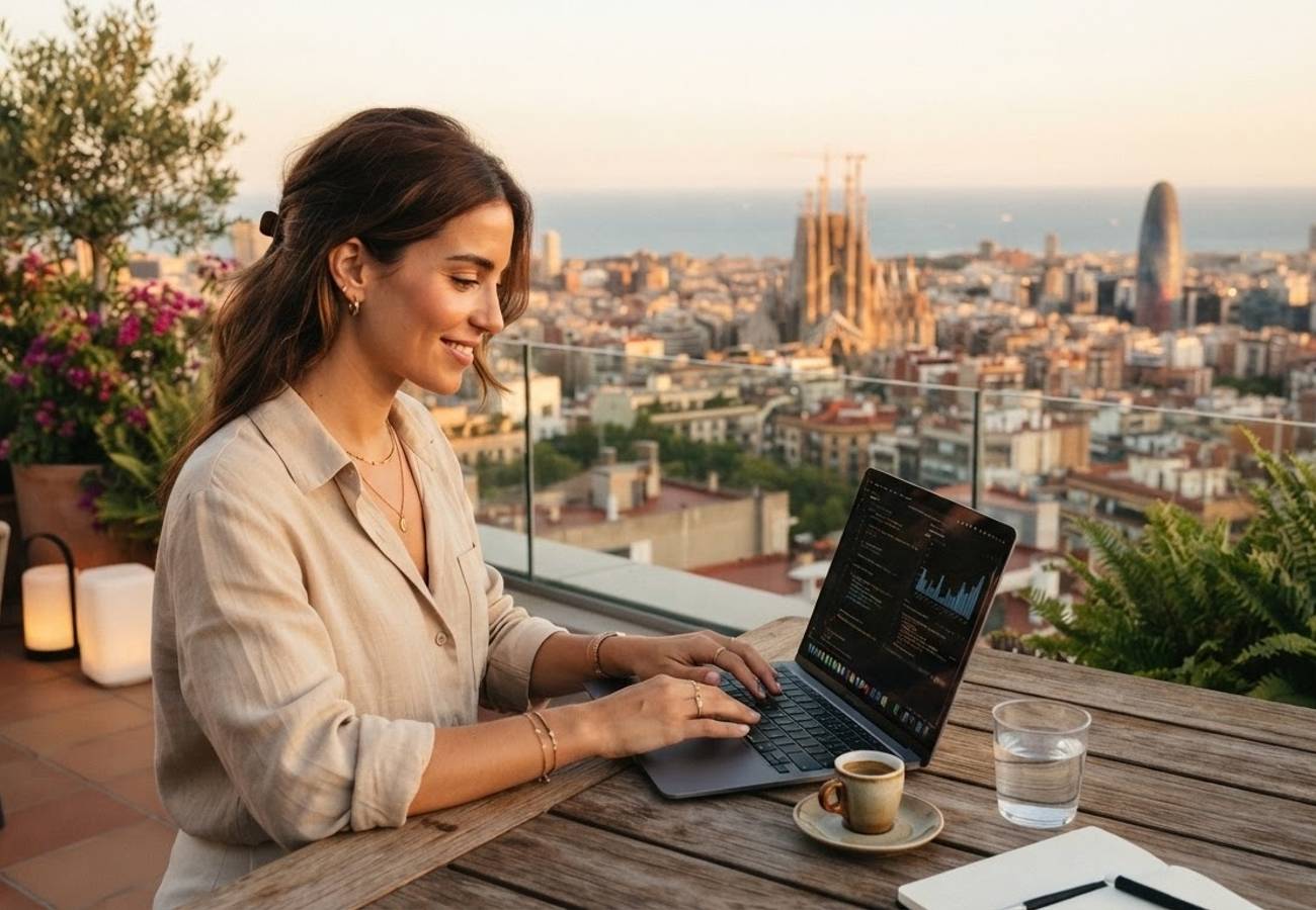Modern workspace in Spain representing digital nomadism