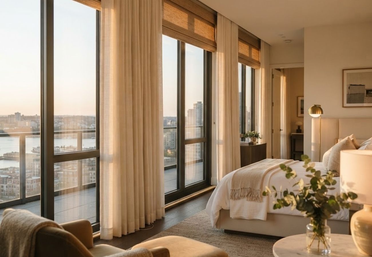A modern automated window covering system showcasing retrofit motorization technology