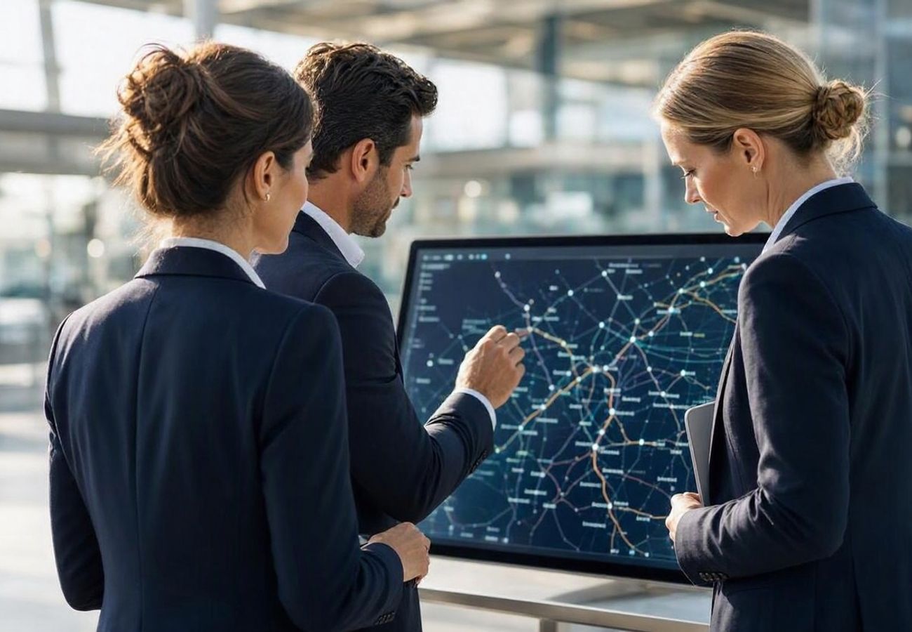 Digital representation of AI-driven airline network mapping and scheduling