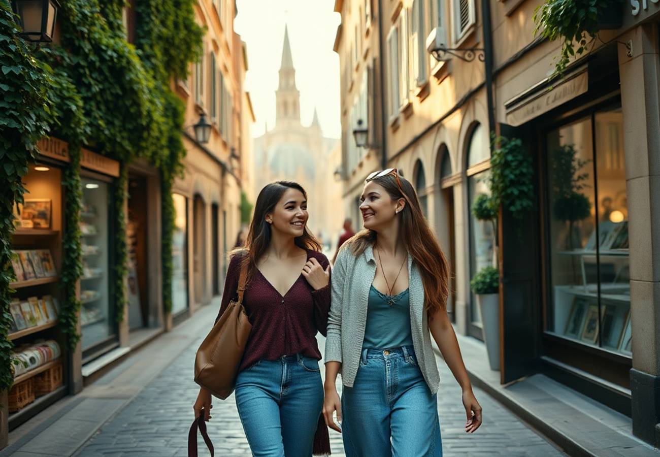 Solo traveler walking through a historic Mediterranean street, exploring independently without a tour group
