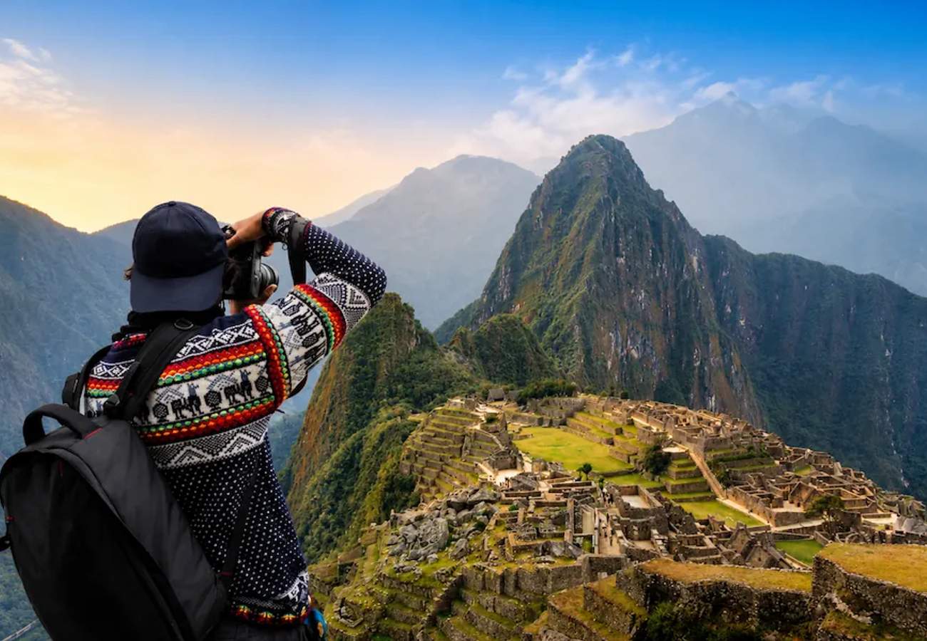 Golden hour view of Machu Picchu