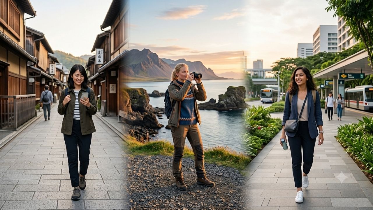 Solo female traveler taking in scenic mountain views in Iceland