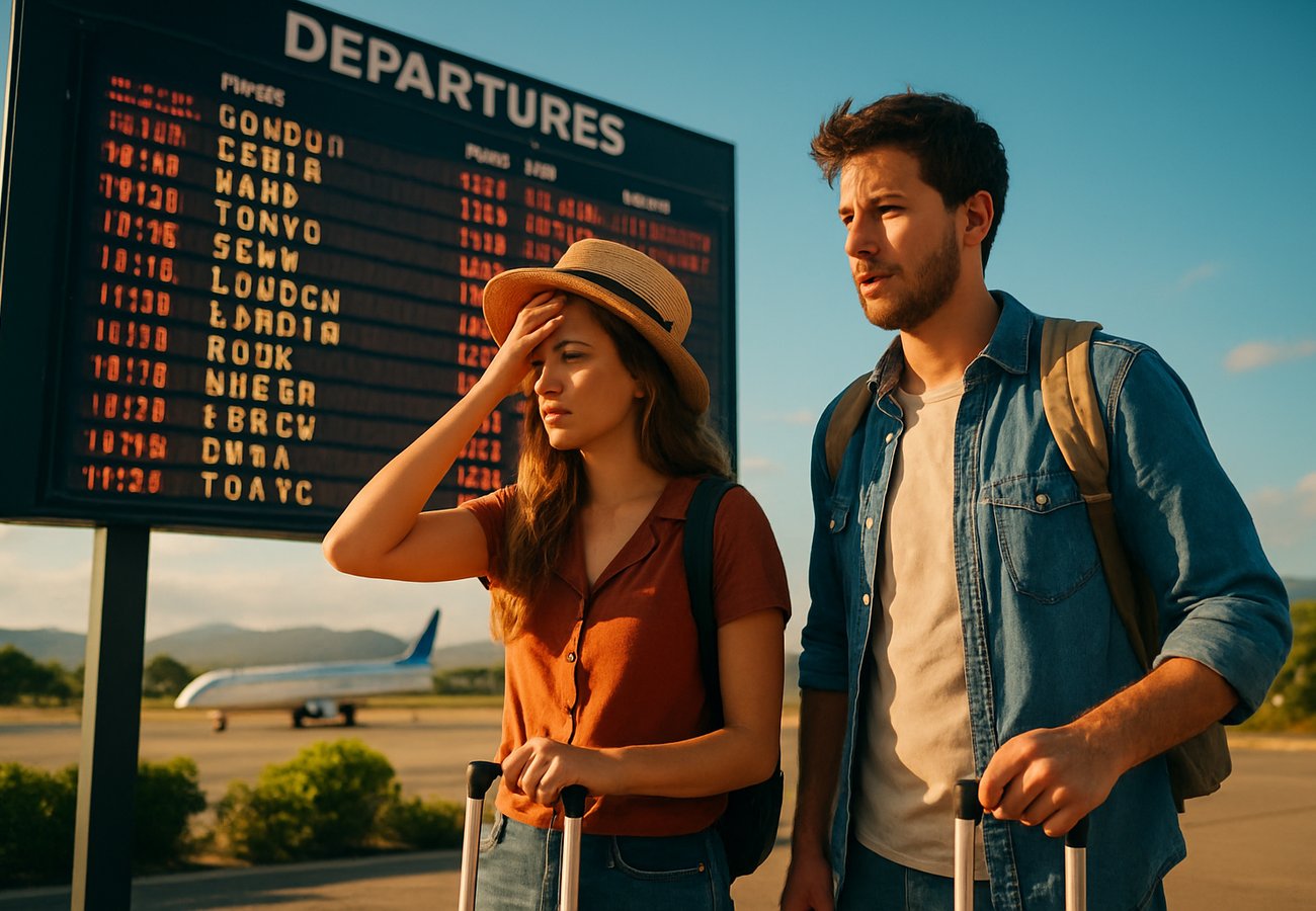 American traveler choosing between international and domestic destinations