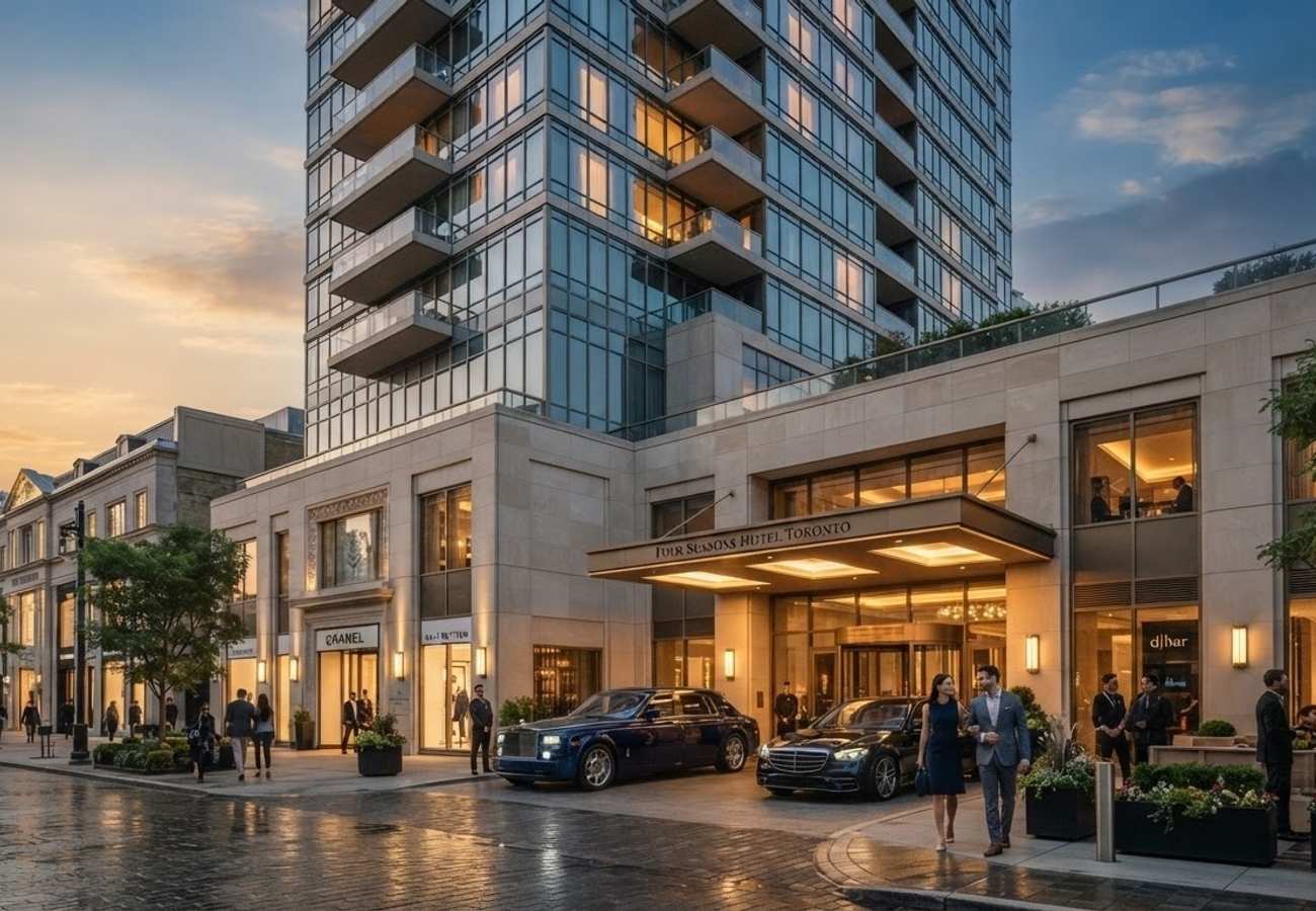 Luxury exterior of Four Seasons Hotel Toronto in Yorkville